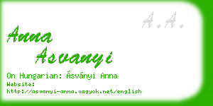 anna asvanyi business card